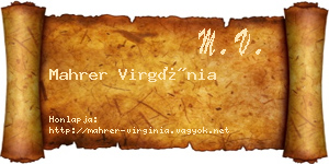 Mahrer Virgínia névjegykártya
